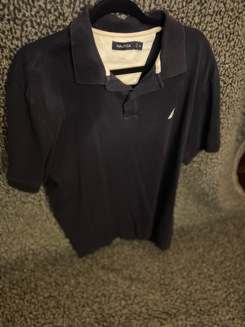 Nautica Men's Dark Blue Polo with White Sail Logo